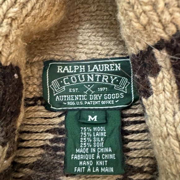 Vintage Ralph Lauren Country Shawl Cardigan Native Manji Pattern  RARE FIND - Picture 4 of 8